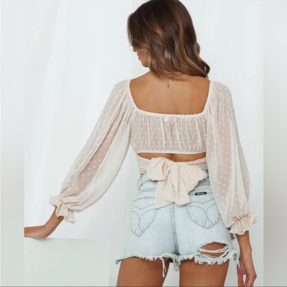 HELLO MOLLY Sunset Crop Nude top Size Medium - Picture 2 of 4